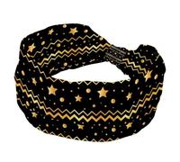 Cerchietti larghi da donna con stelle dorate su sfondo nero, fascia elastica per capelli antiscivolo, turbante per allenamento, yoga, sport, corsa