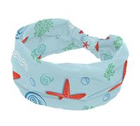 Cerchietti larghi da donna, con stelle marine rosse e alghe verdi e conchiglie blu con cartoni animati antiscivolo, fasce elastiche per capelli, per yoga, sport, allenamento