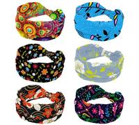 Cerchietti larghi da donna disegnati a mano al neon floreale con dente di leone elastico turbante fascia per capelli antiscivolo, fasce per capelli per allenamento del sudore, accessori per capelli