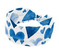 Cerchietti larghi da donna elastici a turbante con motivo ad acquerello blu con cuori e scritta "Love", fascia per capelli antiscivolo, fasce per capelli per allenamento e sudore, accessori per