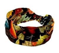 Cerchietti larghi da donna, fascia a turbante antiscivolo, comode fasce per capelli annodate, Happy Thanksgiving Turkey Leaves Stretch Headwrap, accessori per capelli alla moda