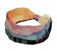 Cerchietti larghi da donna, fascia a turbante antiscivolo, comode fasce per capelli annodate, paesaggi ad acquerello, montagne, alba, foresta, accessori per capelli alla moda