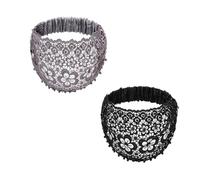 Cerchietti larghi in stile bohémien chic con cristalli e perle, eleganti e larghi, motivo floreale, in pizzo, accessori per capelli, per vacanze e per lo styling quotidiano (2 pezzi)