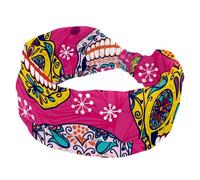 Cerchietti larghi per donne e ragazze, fascia per capelli antiscivolo con teschio rosa e ossa messicane, fasce elastiche per capelli, fascia per capelli per yoga, fasce annodate