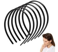 Cerchietti per Capelli,6 Pezzi Cerchietto Capelli con Denti,Cerchietto Unisex,Capelli Fai da Te Unisex Cerchietti per Ragazze Donne,Uomini (Nero/Larghezza:8mm)