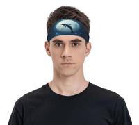 Cerchietti per capelli con delfino e luna e cielo notturno, per uomini e donne, fasce per capelli, accessori per corsa, calcio, palestra