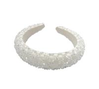 Cerchietti per capelli con perline di cristallo, flessibili, spessi, larghi, stile barocco, alla moda, regalo per donne, accessori bianchi
