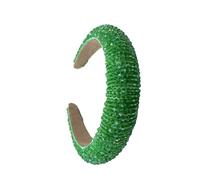 Cerchietti per capelli con perline di cristallo, flessibili, spessi, stile barocco, alla moda, per acconciature e capelli, regalo per donne e ragazze, verde erba