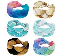 Cerchietti per capelli con squame di sirena, per donne e ragazze, 6 pezzi, fascia elastica per capelli, antiscivolo, fascia larga per capelli, accessori per capelli