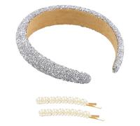 Cerchietti per Capelli con Strass Scintillanti, Fasce per Capelli Decorate con Cristalli e Perline, Cerchietti Bambina per Matrimoni Feste e Uso Quotidiano, con due Fermagli per Capelli di Perle