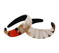 Cerchietti per capelli da donna, 2 pezzi, con parte superiore larga, turbante in velluto, fascia elastica per capelli, con farfalla rossa, margherita bianca su motivo in legno, alla moda, 2 dimensioni