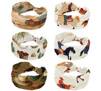 Cerchietti per capelli da donna, 6 pezzi, con croce intrecciata, morbidi elastici per capelli, stile vintage Wild West Cowgirls Rodeo, accessorio per capelli