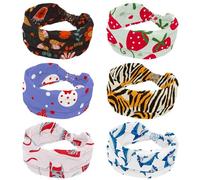 Cerchietti per capelli da donna, 6 pezzi, motivo fragola rossa Sweety elastico criss fascia per capelli per allenamento yoga fascia morbida per capelli alla moda turbante fascia per la testa