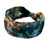 Cerchietti per capelli da donna, ampia fascia per capelli con fiore e farfalla che vola nel cielo, annodata per yoga, allenamento, morbida fascia elastica, accessori per capelli alla moda