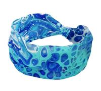 Cerchietti per capelli da donna, arte astratta, in acrilico, con texture marmorizzata blu, fascia larga annodata per yoga, allenamento, fascia elastica morbida, accessori per capelli alla moda