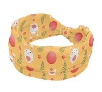 Cerchietti per capelli da donna, carini pasquali cartoni animati con uova di coniglio, giallo, per yoga, allenamento, fascia elastica per capelli, morbida fascia per capelli, turbante alla moda