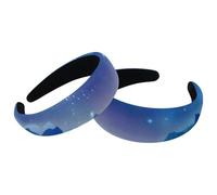 Cerchietti per capelli da donna con cielo stellato, cielo e luna, antiscivolo, per trucco, fascia larga per capelli, per doccia, confezione da 2