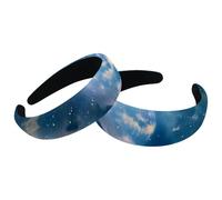 Cerchietti per capelli da donna con cielo stellato, cielo e luna, vintage, spesse, 2 confezioni di fasce imbottite in velluto per ragazze, cerchietti larghi per capelli