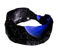 Cerchietti per capelli da donna, con cielo stellato e pianeta spaziale, ampia fascia per capelli annodata per yoga, allenamento, morbida fascia elastica, accessori per capelli alla moda