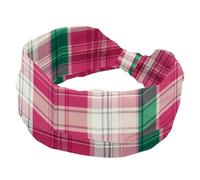 Cerchietti per capelli da donna, con croce intrecciata, motivo natalizio tradizionale viola verde plaid morbido, elastico largo, accessorio per capelli