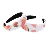 Cerchietti per capelli da donna, con cuori e rose, vintage, spesse, imbottite, in velluto, per ragazze, confezione da 2 cerchietti larghi per capelli