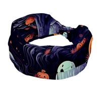 Cerchietti per capelli da donna con fantasma di Halloween, con croce intrecciata, morbida, elastica, larga, accessorio per capelli