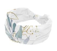 Cerchietti per capelli da donna, con foglie verdi acquerellabili, bouquet di erbe dorate, fascia elastica per capelli, morbida fascia per capelli per yoga, allenamento, turbante alla moda