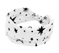Cerchietti per capelli da donna, con motivo a stelle bianche e nere, disegnate a mano, fascia larga annodata per yoga, allenamento, morbida fascia elastica, accessori per capelli alla moda