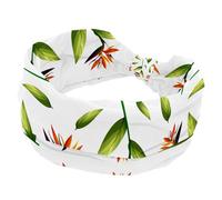 Cerchietti per capelli da donna, con motivo uccello del paradiso verde, fascia larga annodata per yoga, allenamento, morbida fascia elastica, accessori per capelli alla moda