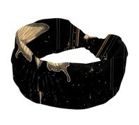 Cerchietti per capelli da donna, con nodo attorcigliato, motivo falena, luna e stelle, fascia per capelli antiscivolo, fascia larga elastica, accessori per capelli