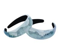 Cerchietti per capelli da donna con paesaggio e foresta di montagna, antiscivolo, per trucco, fascia larga per capelli, per doccia, confezione da 2