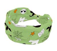 Cerchietti per capelli da donna, con scritta "Happy Halloween", con zucca, fantasma, pipistrello, ampia fascia elastica antiscivolo, fascia per il sudore per yoga, allenamento, sport, palestra, corsa