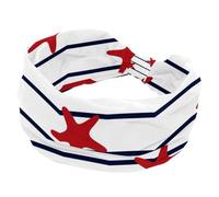 Cerchietti per capelli da donna, con stelle marine rosse su strisce marine, fascia larga annodata per yoga, allenamento, fascia morbida elastica, accessori per capelli alla moda