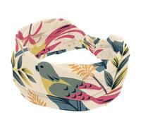 Cerchietti per capelli da donna, design con uccelli nella natura, alla moda, larga, fascia elastica per la testa, fascia per la testa elastica per sudore, sport, allenamento, turbante