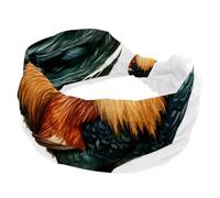 Cerchietti per capelli da donna, elastici larghi, con nodo a forma di gallo, vintage, per uso quotidiano, yoga, allenamento