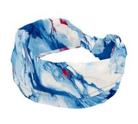 Cerchietti per capelli da donna, fascia larga, con trama marmorizzata blu, rossa e bianca, annodata per yoga, allenamento, fascia morbida elastica, accessori per capelli alla moda