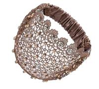 Cerchietti per capelli da donna in pizzo, con strass e occhielli, elasticizzati, stile vintage, per feste, appuntamenti, libero e cerimonie di nozze