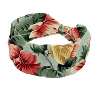 Cerchietti per capelli da donna, morbidi e larghi, con fiori rosa, gialli, foglie verdi, nodo intrecciato, fascia elastica, accessori per capelli alla moda