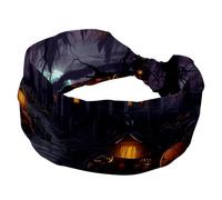 Cerchietti per capelli da donna, per Halloween, con castello, antiscivolo, per trucco, fascia larga per capelli, con nodo