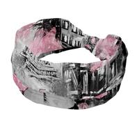 Cerchietti per capelli da donna, per yoga, allenamento, pittura a olio, rosa, Parigi, Torre Eiffel, per amanti dei capelli, fascia elastica per capelli a turbante alla moda