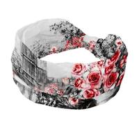 Cerchietti per capelli da donna, vintage, Torre Eiffel, Big Ben, rosa, ampia fascia elastica per capelli, antiscivolo, fascia per il sudore, fascia per la testa per yoga, allenamento, sport, palestra