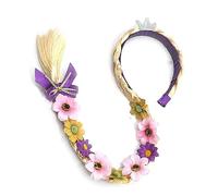 Cerchietti per capelli da principessa, Parrucche lunghe intrecciate da principessa, treccia con capelli lunghi, Parrucca Bionda Lunghe Trecce Capelli, per Festa di Compleanno Costume Cosplay (A)