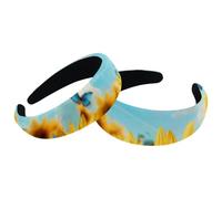 Cerchietti per capelli per donne e ragazze, confezione da 2 cerchietti imbottiti con farfalla volante tra girasoli, alla moda, spessi e larghi, cerchietti per capelli in velluto, accessori per capelli