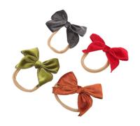 Cerchietti per Chioma Bebè Fiocco in Velluto 4 Pezzi | Morbidi e Delicati sulla Pelle, per Passeggiate nel Passeggino e Uso Quotidiano, Look Elegante