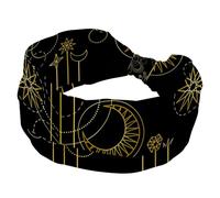 Cerchietti per donne e ragazze, con cielo stellato, luna, stella, sole, morbida, larga, elastica, annodata, fascia per capelli sportiva alla moda, per allenamento, yoga, palestra, corsa