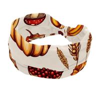 Cerchietti per donne e ragazze, per il Ringraziamento, con foglie d'acero, con fungo, zucca, acero, morbida, elastica, annodata, alla moda, per yoga, allenamento, palestra, corsa