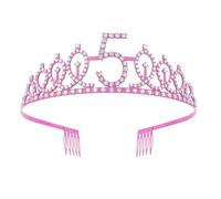 Cerchietti regolabili per feste di compleanno da principesse, in lega, con strass, per feste di compleanno