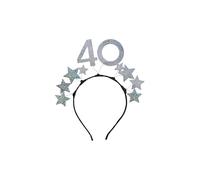 Cerchietto 40 Anni, con glitter e stelline, Argento