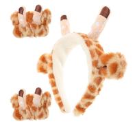 Cerchietto a Forma di Giraffa in Peluche per Viso e Chioma | Lavaggio Domestico, Set Fascette e Polsini Skincare, Stile Adorabile e Decorato