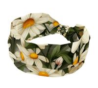 Cerchietto a turbante con margherita da donna, morbide e larghe, con nodo intrecciato, elastico, accessori per capelli alla moda